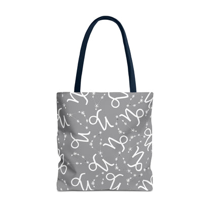 Tote Bag, Capricorn Zodiac Sign, AOP, (Grey, White)