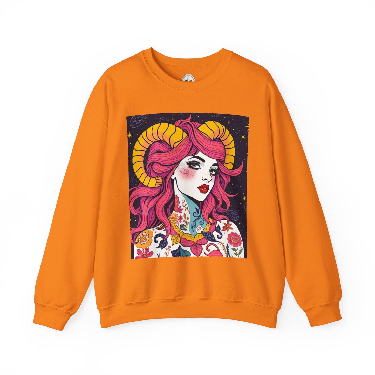 Unisex Heavy Blend™ Crewneck Sweatshirt, Aries, Zodiac, Sexy Pattern