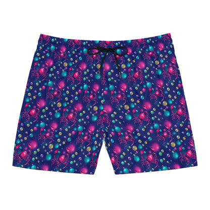 Men's Mid-Length Swim Shorts, (AOP), Scorpio, Zodiac v4, Bubble Pattern