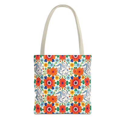 Tote Bag (AOP), Virgo, Zodiac v1, Flower Pattern