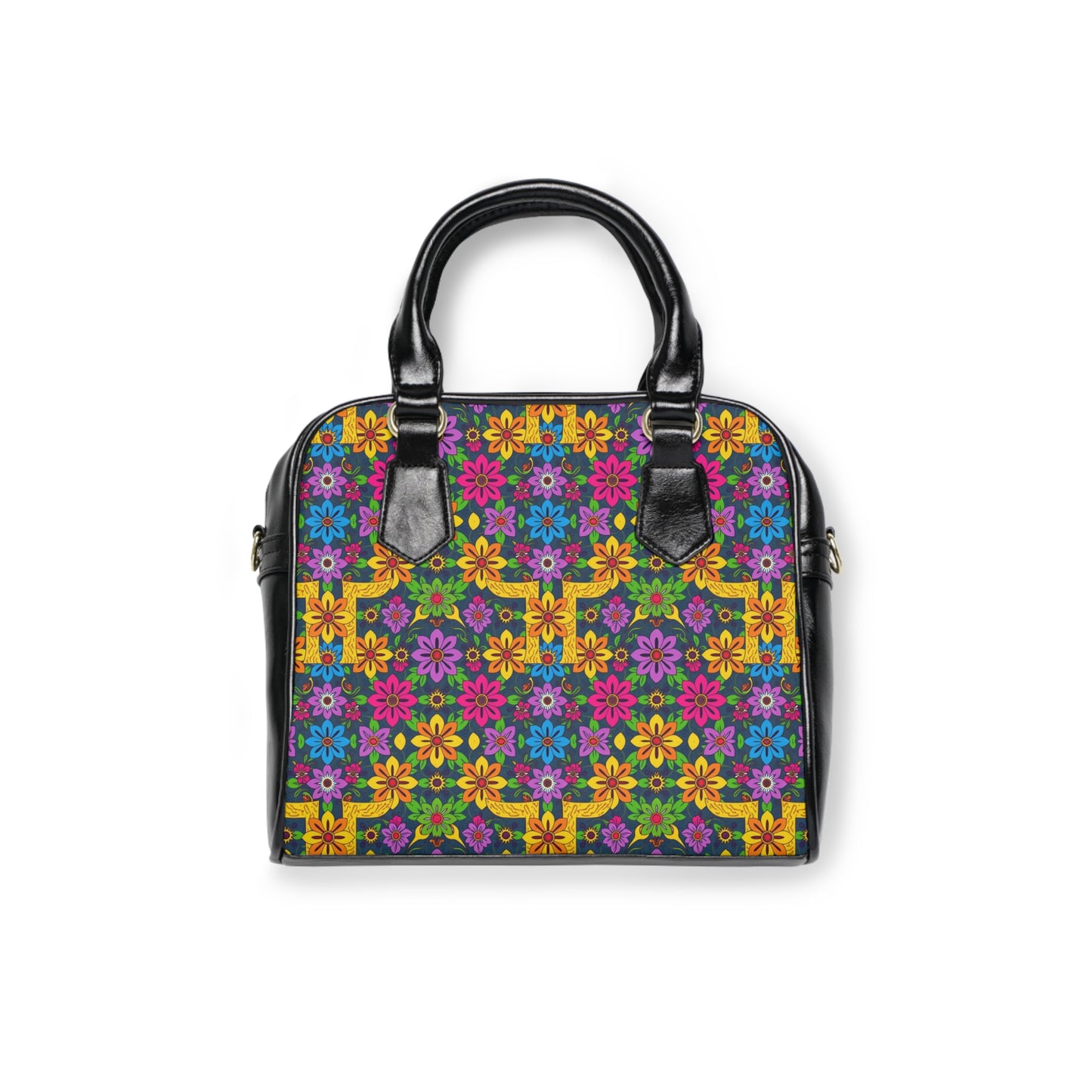 Shoulder Handbag, Gemini, Zodiac v1, Flower Pattern