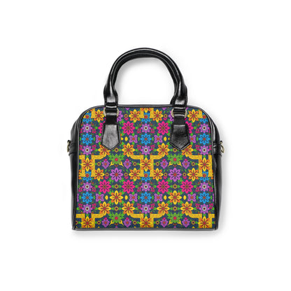 Shoulder Handbag, Gemini, Zodiac v1, Flower Pattern