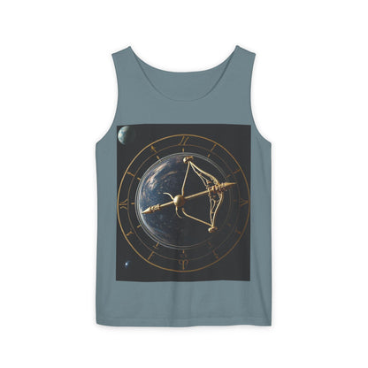 Unisex Garment-Dyed, Tank Top, Sagittarius Design, Planet Symbol, 100% US cotton