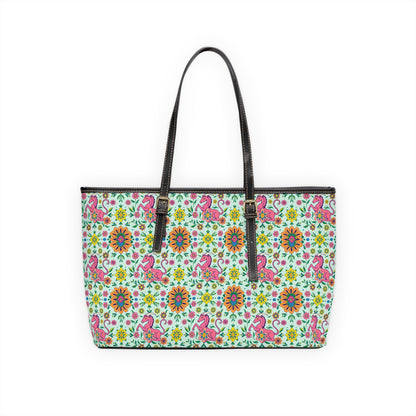 Leather Shoulder Bag, Aquarius, Zodiac v1, Flower Pattern