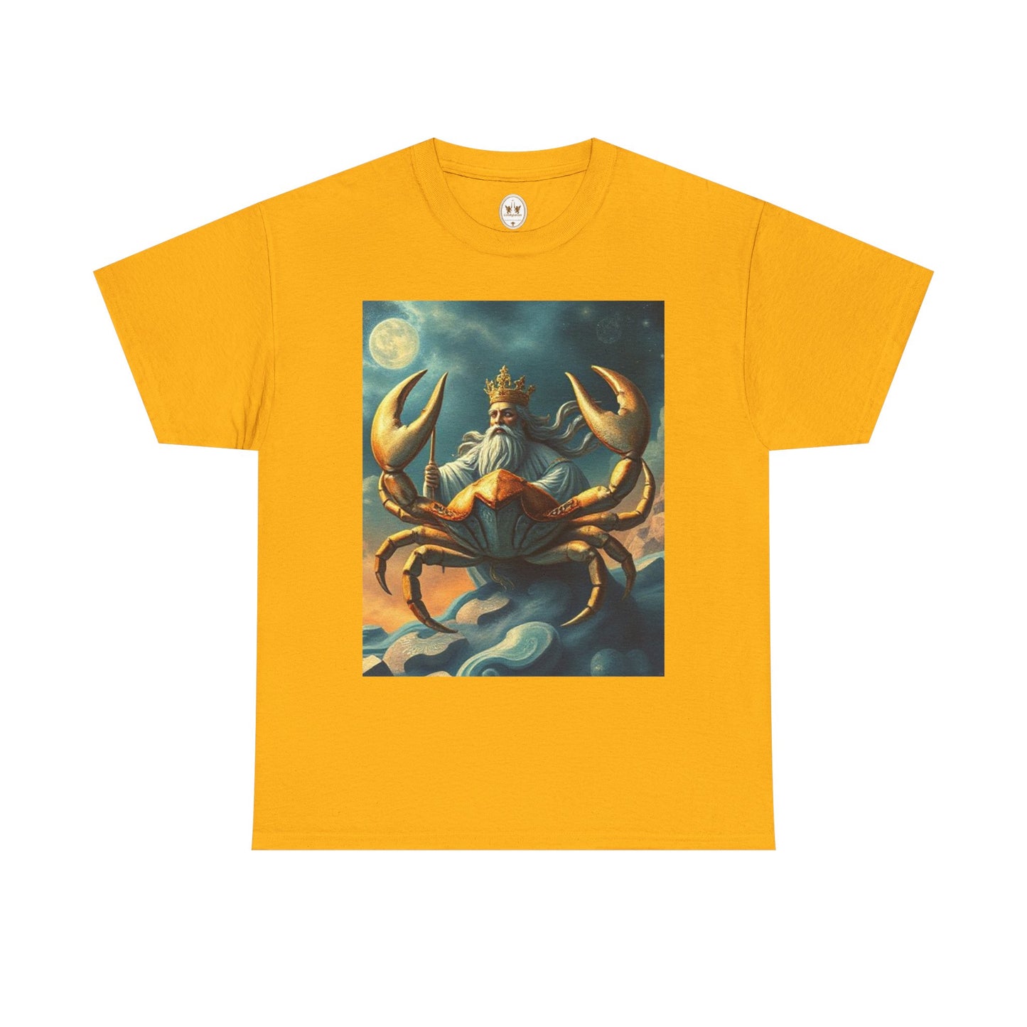 Unisex Heavy Cotton T-Shirt, Crustacean King, Cancer Zodiac Design