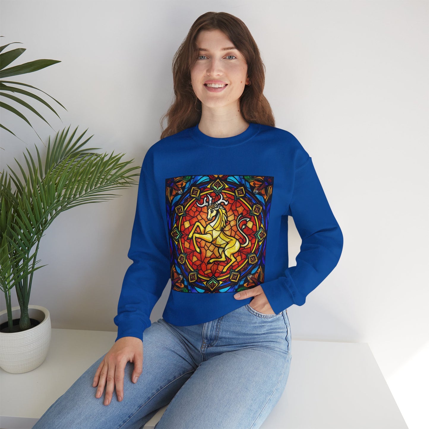 Unisex Heavy Blend™ Crewneck Sweatshirt, Glass 1, Capricorn Zodiac Design