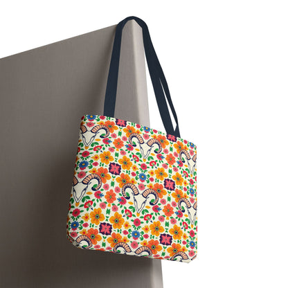 Tote Bag, (AOP), Aries, Zodiac v2, Flower Pattern