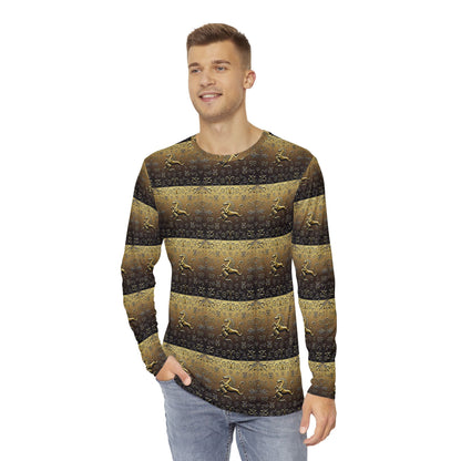 Men's Long Sleeve Shirt, (AOP), Aquarius, Zodiac v3, Pattern