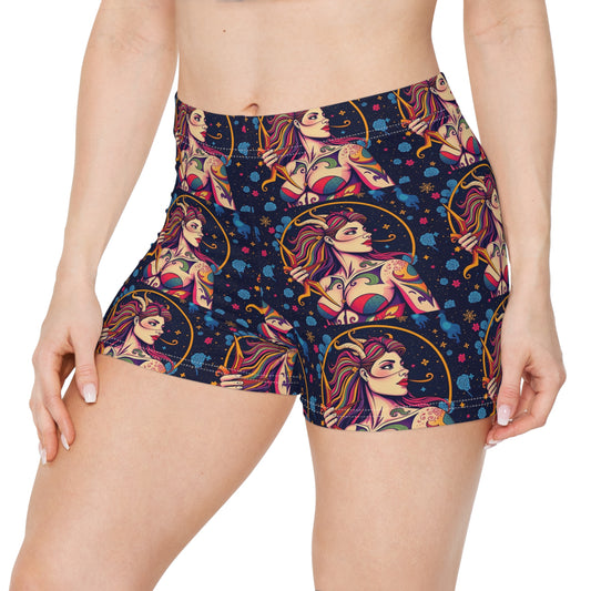 Women's Shorts, (AOP), Sagittarius, Zodiac v1, Sexy Pattern