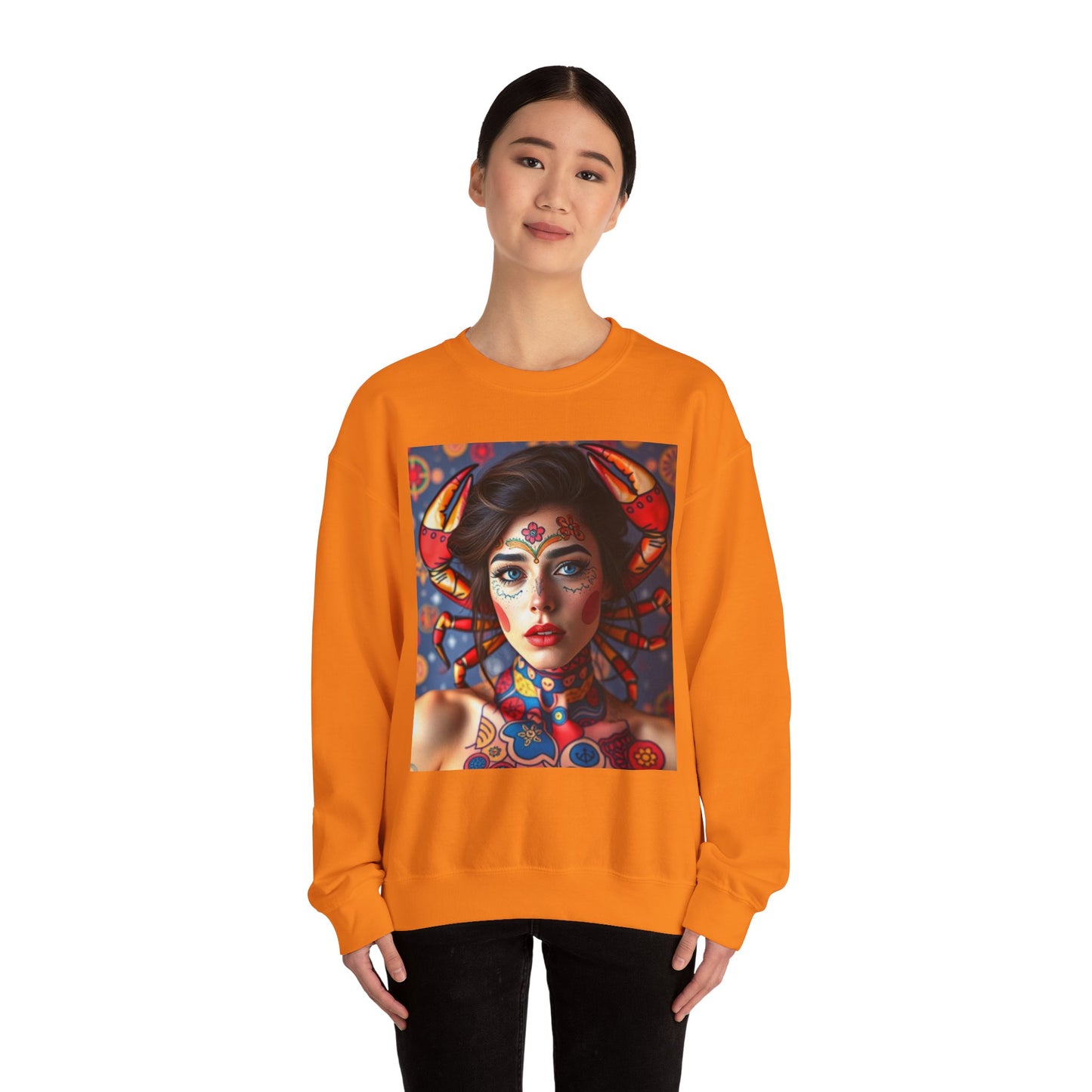 Unisex Heavy Blend™ Crewneck Sweatshirt, Cancer, Zodiac v2, Sexy Pattern