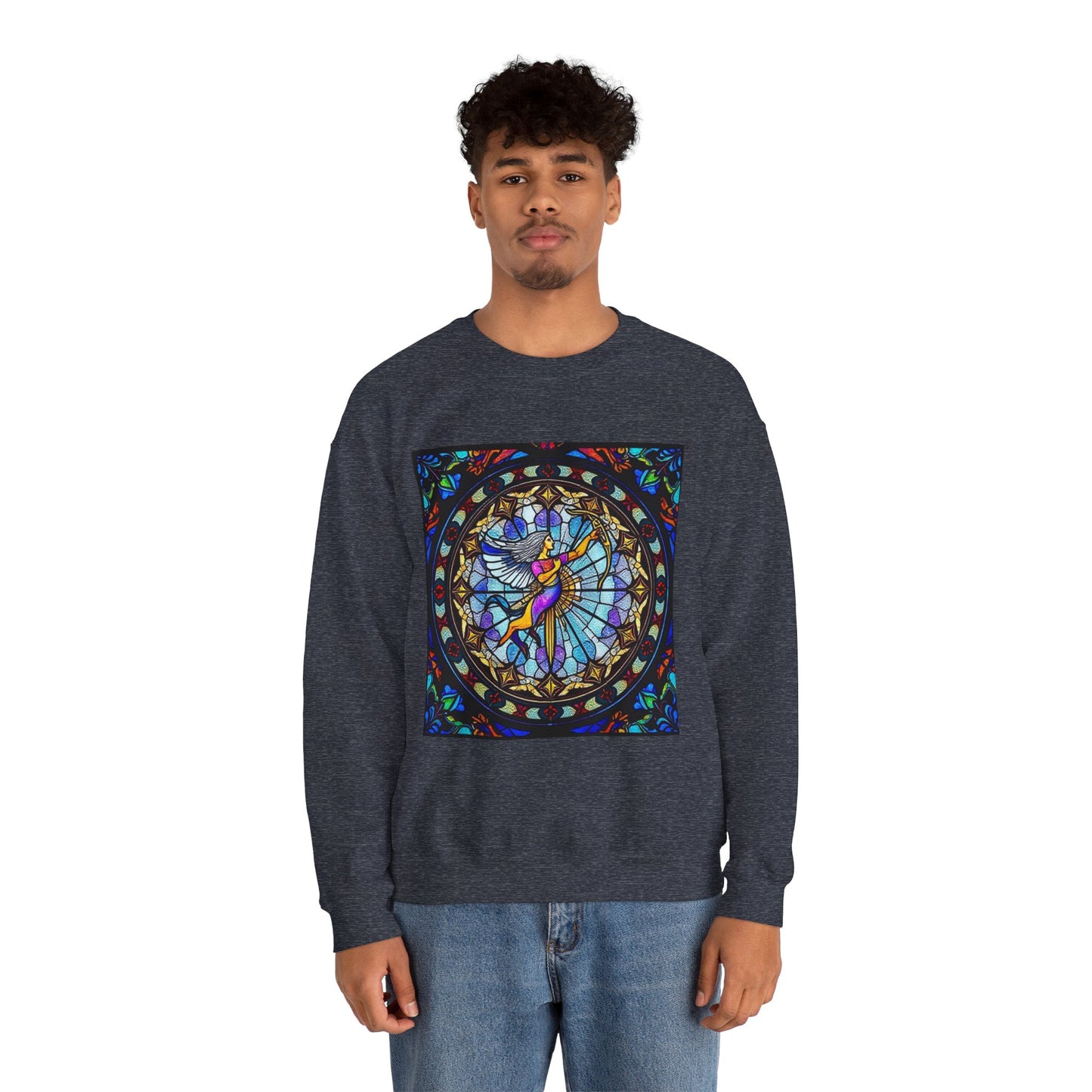Unisex Heavy Blend™ Crewneck Sweatshirt, Glass, Sagittarius Zodiac Design