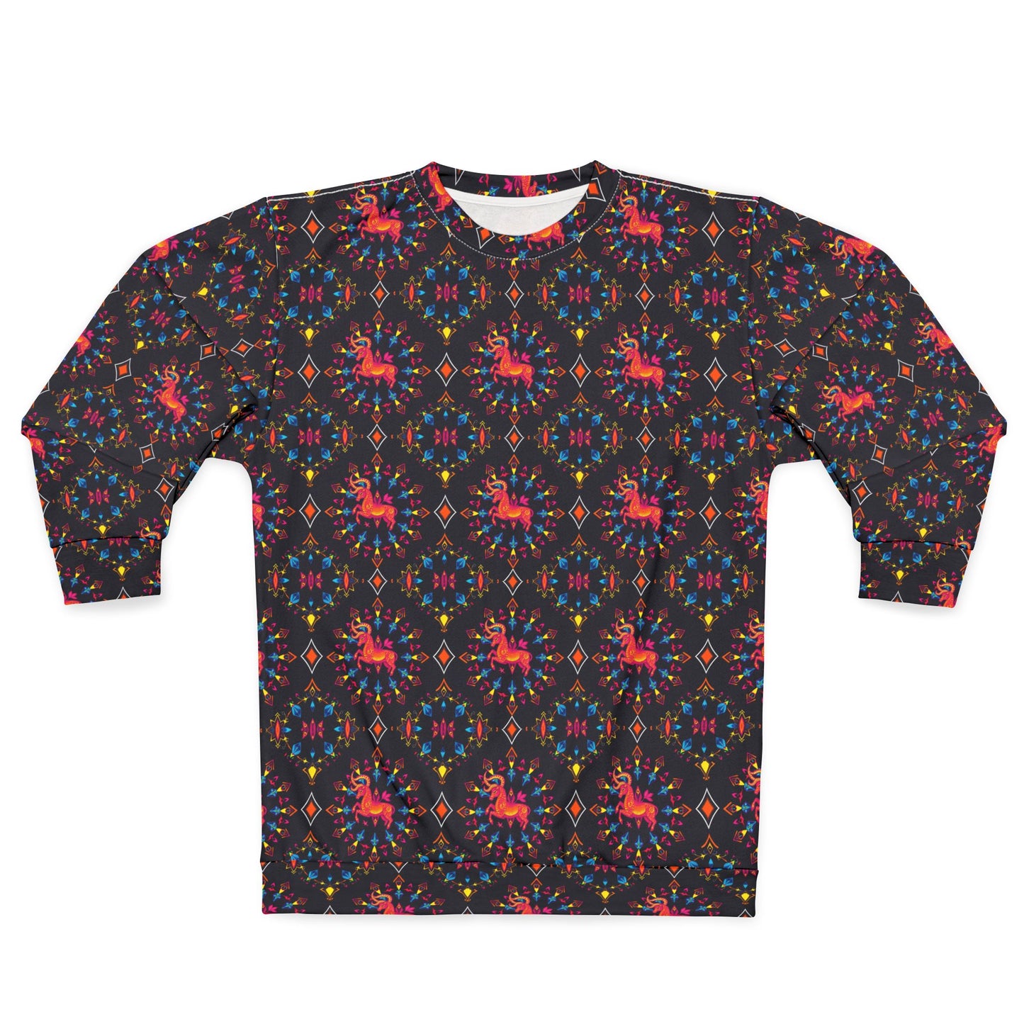 Unisex Sweatshirt (AOP), Capricorn, Zodiac v1, Jewel Pattern
