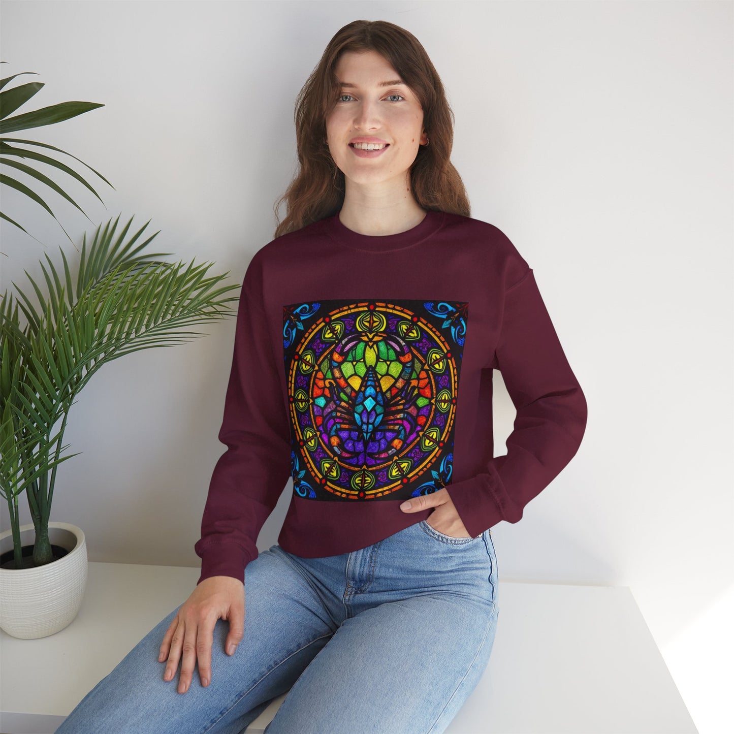 Unisex Heavy Blend™ Crewneck Sweatshirt, Glass 1, Scorpio Zodiac Design
