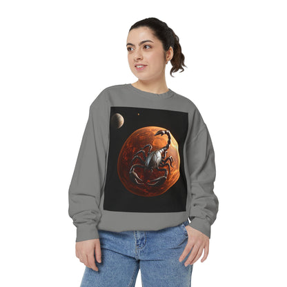 Garment-Dyed Sweatshirt, Unisex, Space Animal Design, Scorpio