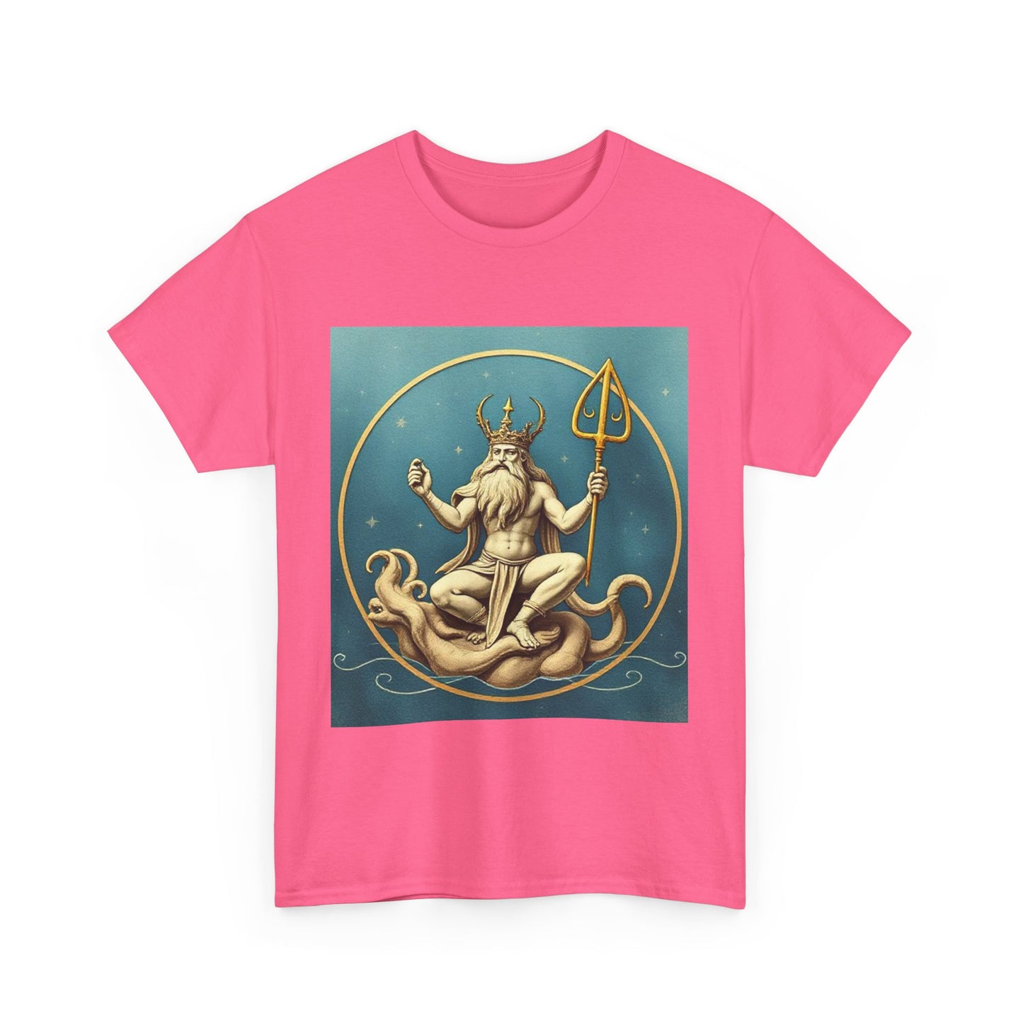 Unisex Heavy Cotton T-Shirt, Aquarius God 3v, Zodiac Design