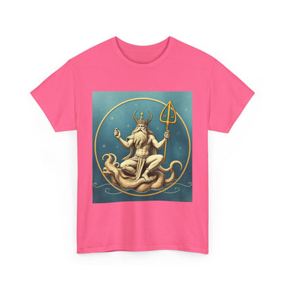 Unisex Heavy Cotton T-Shirt, Aquarius God 3v, Zodiac Design