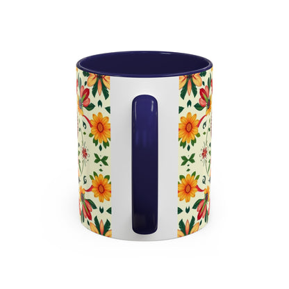 Accent Coffee Mug, Aries, Zodiac, Flower Pattern, (11, 15oz)