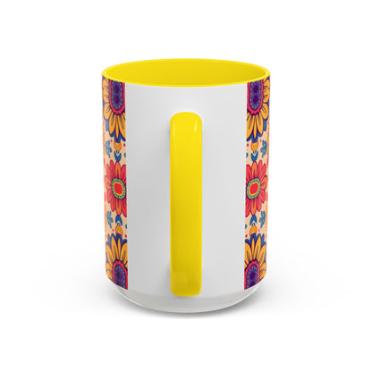 Accent Coffee Mug, Leo, Zodiac, Flower Pattern, (11, 15oz)