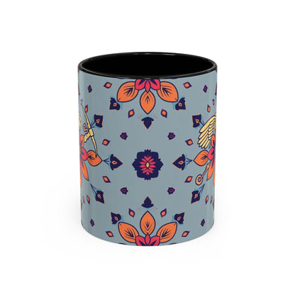 Accent Coffee Mug, Sagittarius, Zodiac v3. Flower Pattern, (11, 15oz)