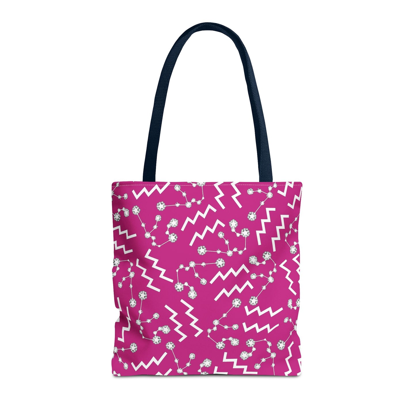Tote Bag, Aquarius Zodiac Sign, AOP, (Pink, White)