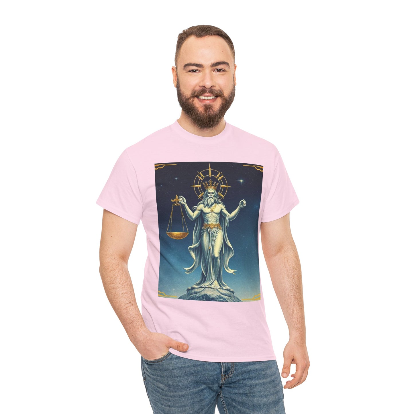 Unisex Heavy Cotton T-Shirt Space v2, Libra God, Zodiac Design