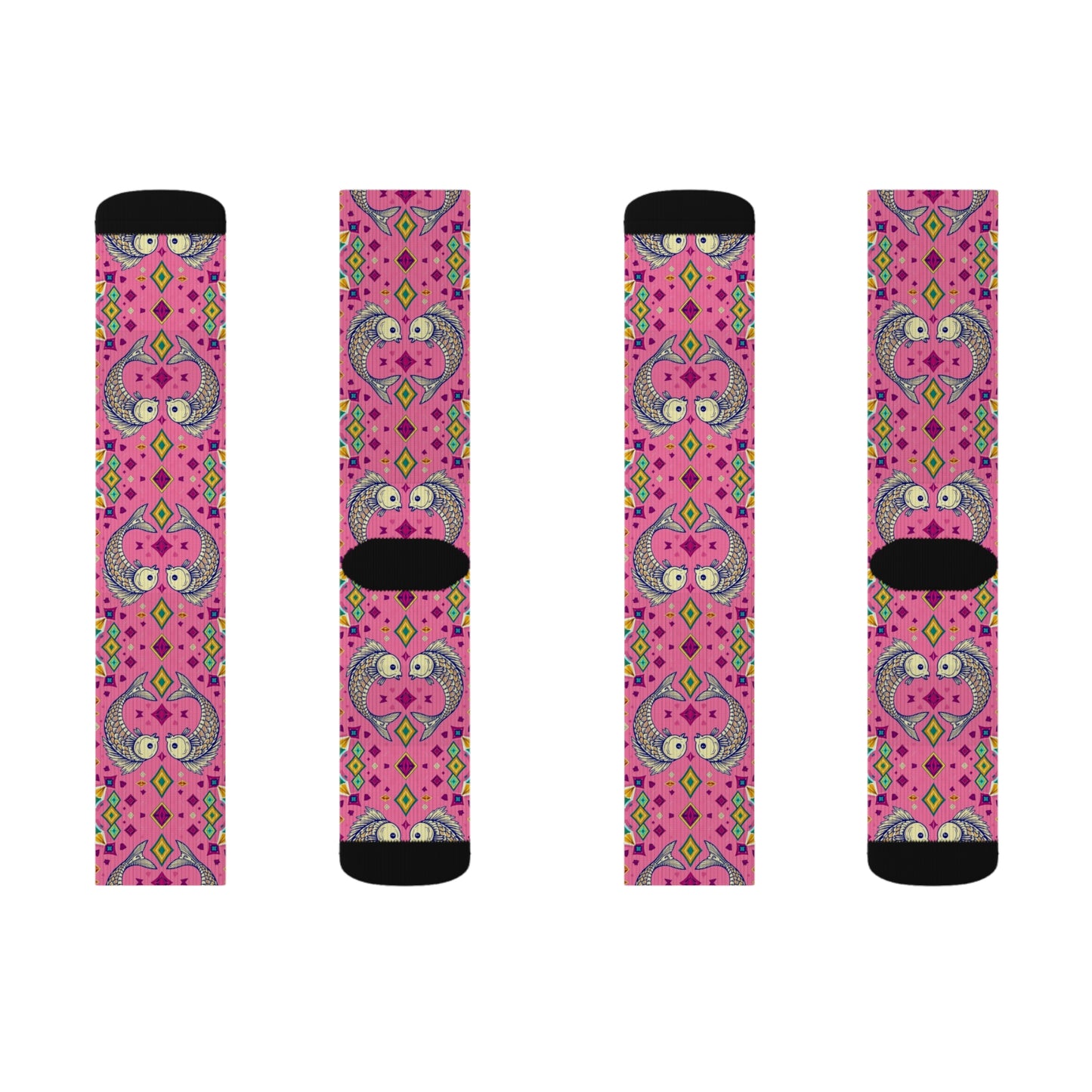Sublimation Socks, Pisces, Zodiac v1, Jewel Pattern