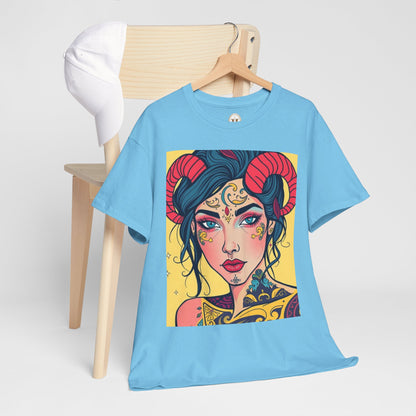 Unisex Heavy Cotton T-Shirt, Aries, Zodiac, Sexy Art