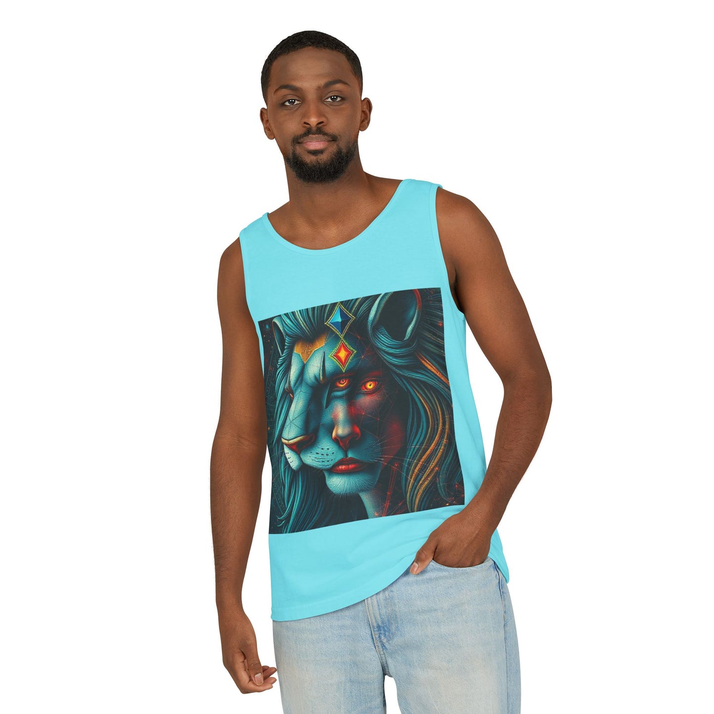 Unisex Garment-Dyed, Tank Top, Leo, Pop Art, 100% US cotton