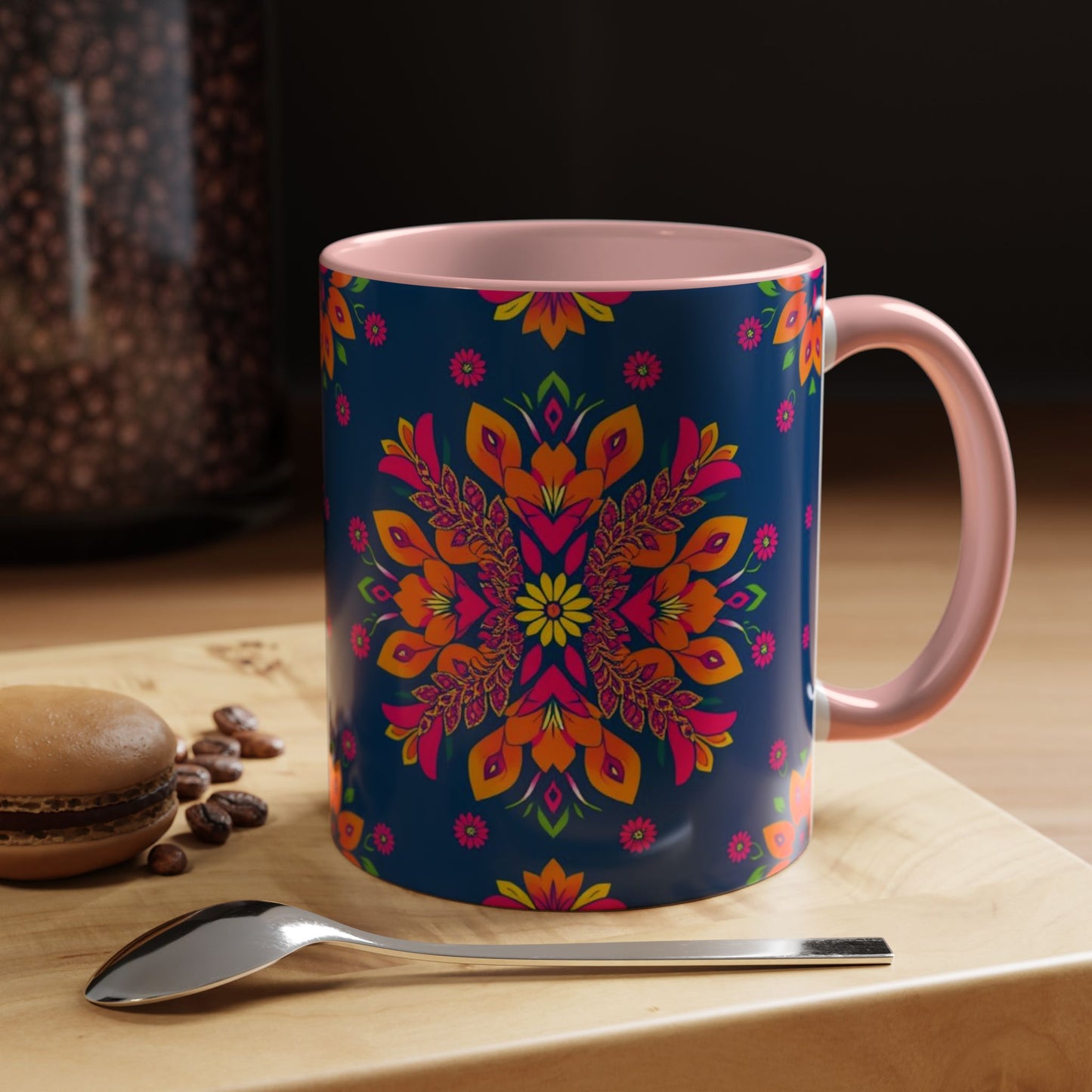 Accent Coffee Mug, Gemini, Zodiac v2, Flower Pattern, (11, 15oz)