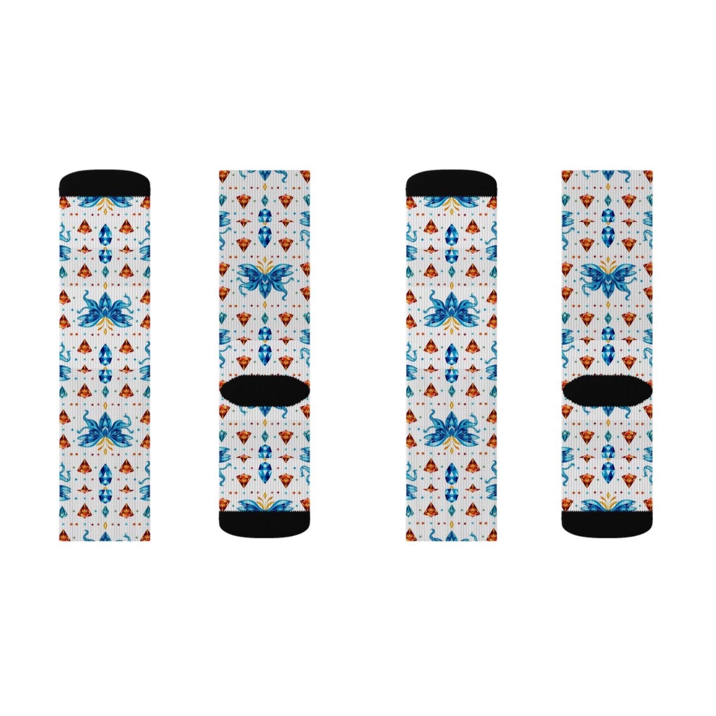 Sublimation Socks, Aquarius, Zodiac v1, Jewel Pattern