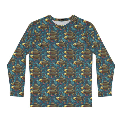 Men's Long Sleeve Shirt, (AOP), Pisces, Zodiac v1, Pattern