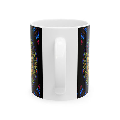 Ceramic Mug, (11oz, 15oz), Ceramic Coffee Mug, AOP, Glass Design v1, Virgo Zodiac