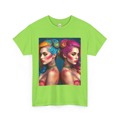 Unisex Heavy Cotton T-Shirt, Gemini, Zodiac v2, Sexy Art