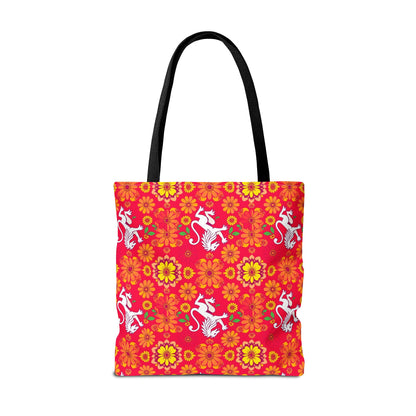 Tote Bag (AOP), Leo, Zodiac, Flower Pattern