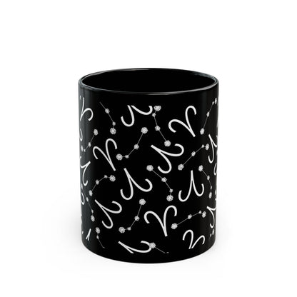 Zodiac 11oz Black Mug Aries Zodiac Sign