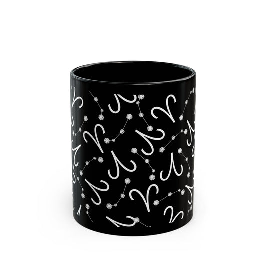 Zodiac 11oz Black Mug Aries Zodiac Sign