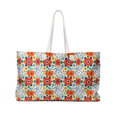 Weekender Bag, Virgo, Zodiac v3, Flower Pattern