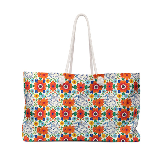 Weekender Bag, Virgo, Zodiac v3, Flower Pattern