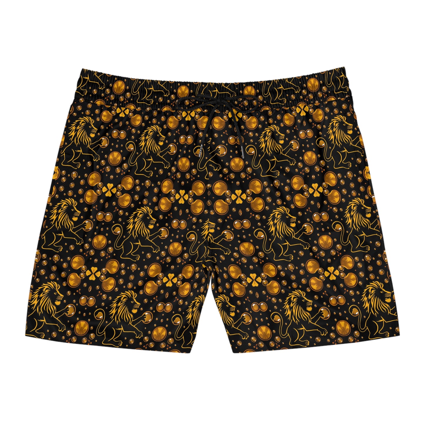 Men's Mid-Length Swim Shorts, (AOP), Leo, Zodiac v2, Bubble Pattern
