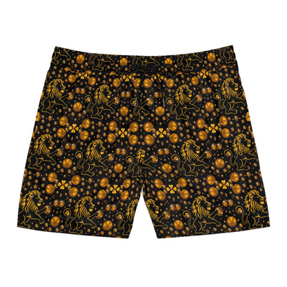 Men's Mid-Length Swim Shorts, (AOP), Leo, Zodiac v2, Bubble Pattern