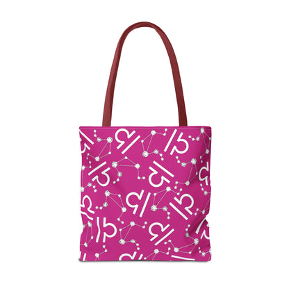 Tote Bag, Libra Zodiac Sign, AOP, (Pink, White)