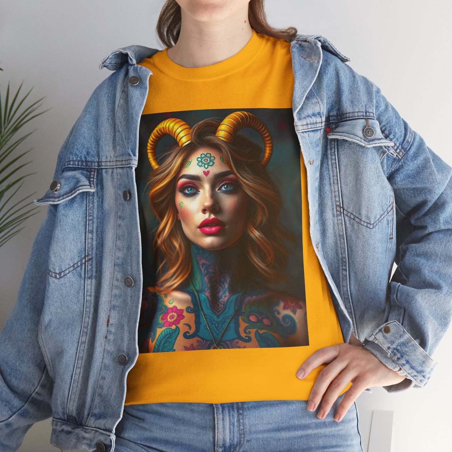 Unisex Heavy Cotton T-Shirt, Capricorn, Zodiac v1, Sexy Art