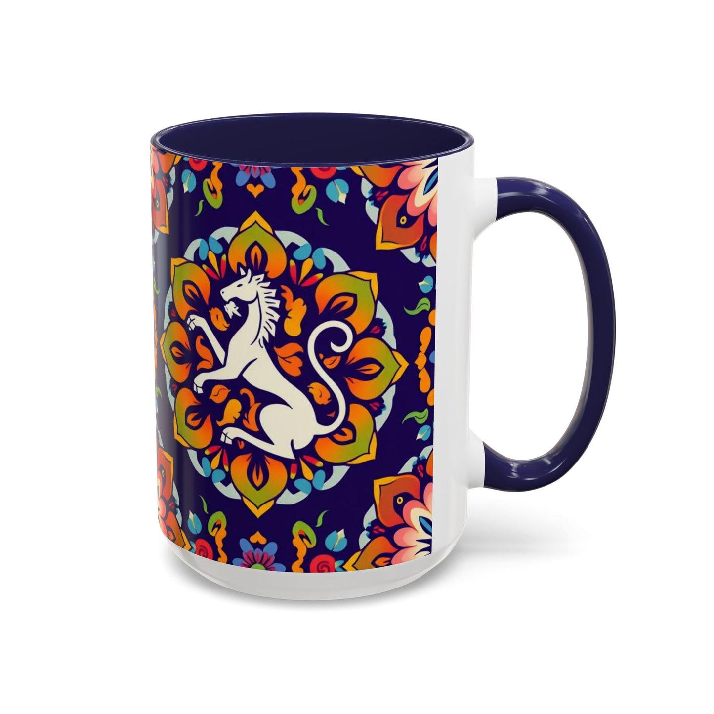 Accent Coffee Mug, Virgo, Zodiac v4. Flower Pattern, (11, 15oz)