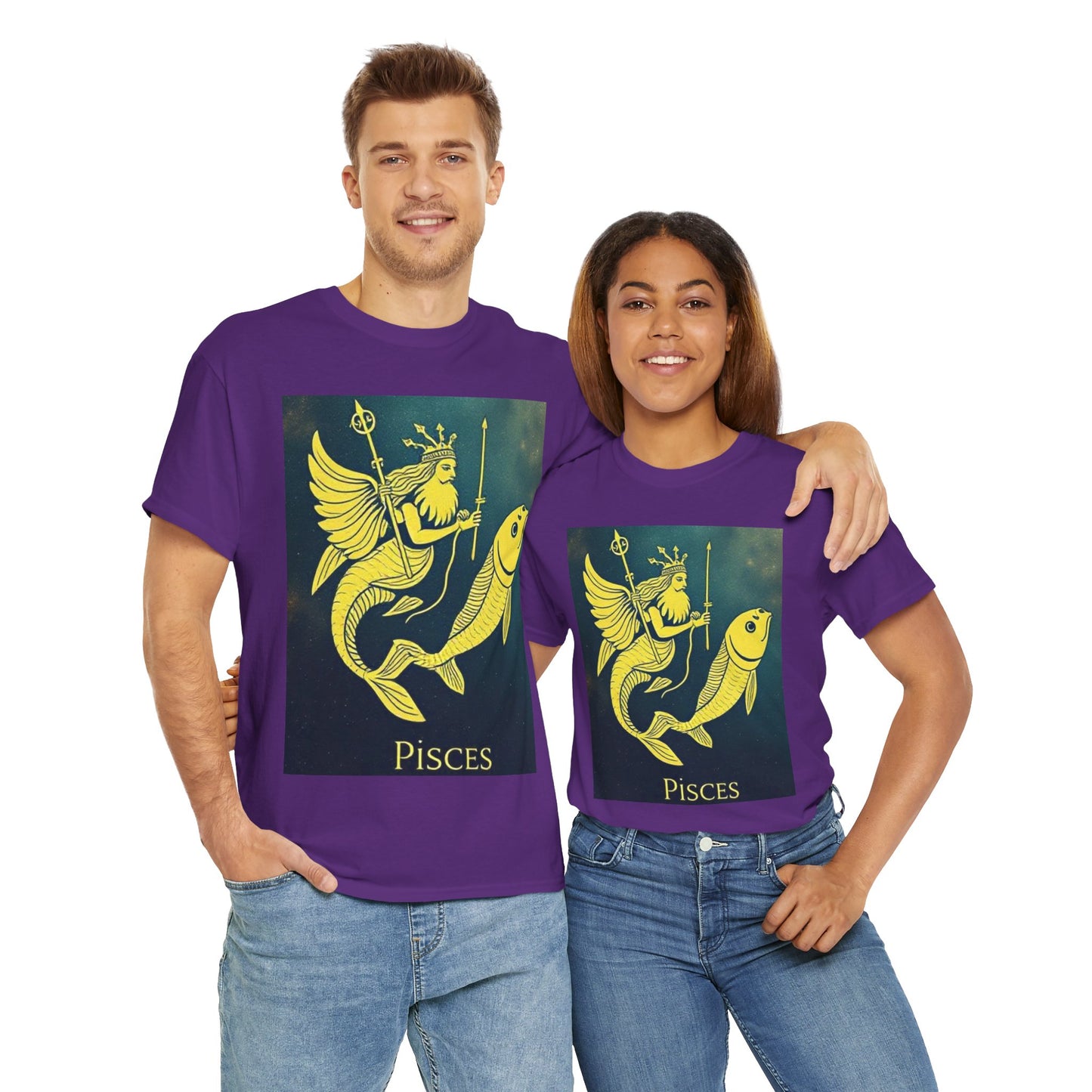 Unisex Heavy Cotton T-Shirt, Pisces Queen, Zodiac Design