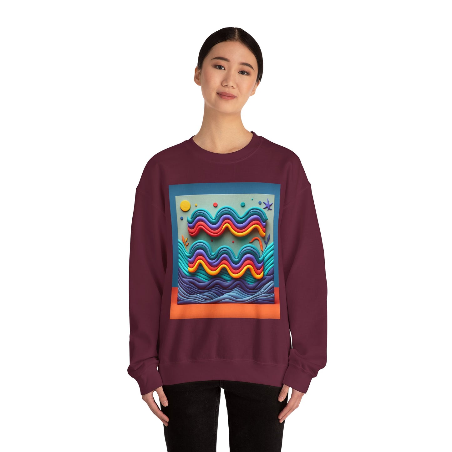 Unisex Heavy Blend™ Crewneck Sweatshirt, Water Painting, Aquarius Zodiac Design