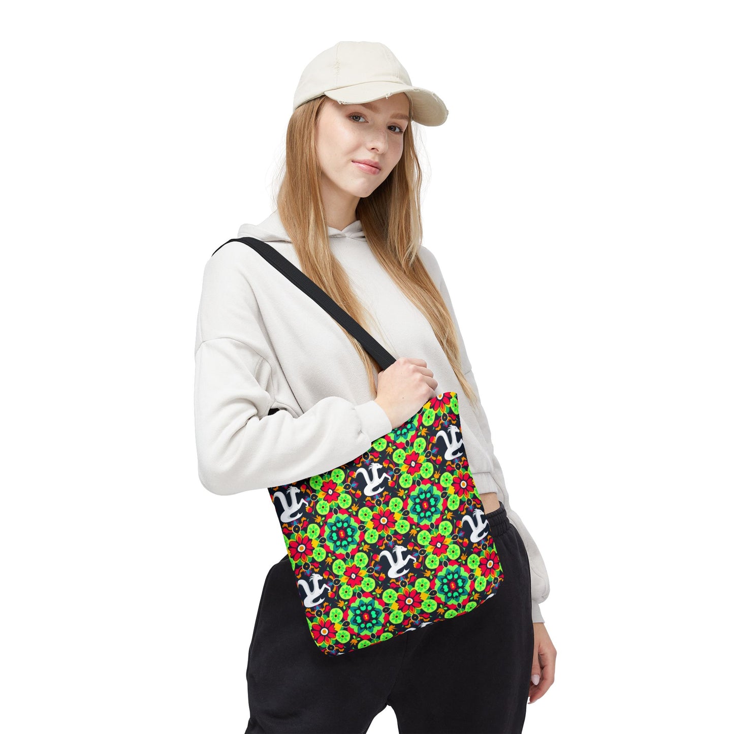 Tote Bag, (AOP), Aquarius, Zodiac v4, Flower Pattern