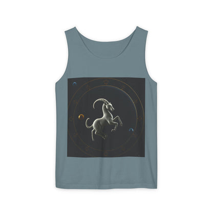 Unisex Garment-Dyed, Tank Top, Capricorn Design, Space Animal v1, 100% US cotton
