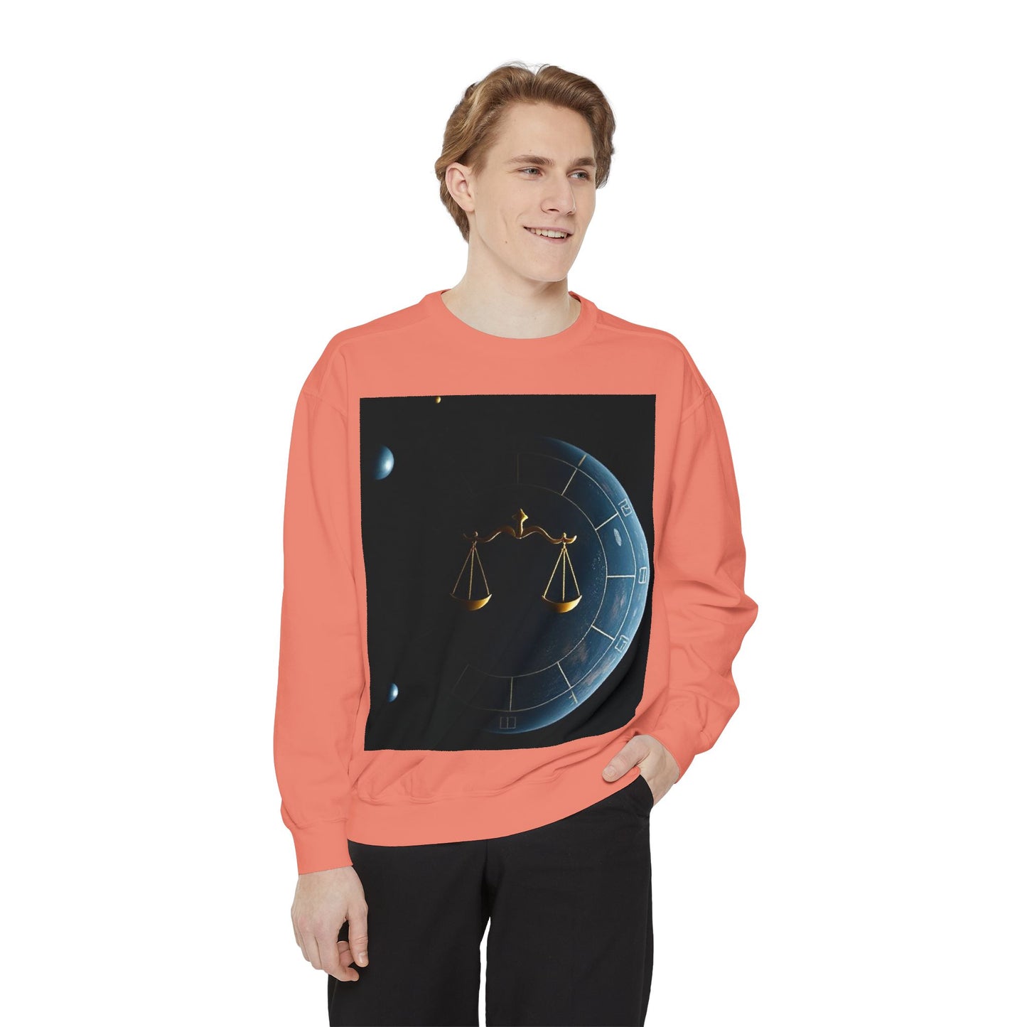 Garment-Dyed Sweatshirt, Unisex, Space Animal Design v1, Libra