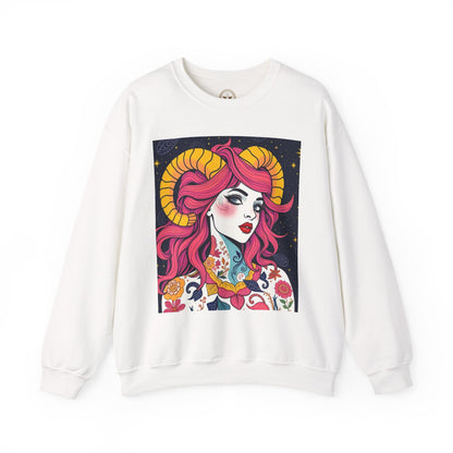 Unisex Heavy Blend™ Crewneck Sweatshirt, Aries, Zodiac, Sexy Pattern