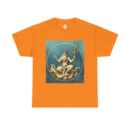 Unisex Heavy Cotton T-Shirt, Aquarius God 2v, Zodiac Design